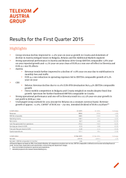 Results for the First Quarter 2015