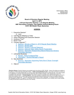 Board of Directors Regular Meeting April 13, 2015 6:30 pm