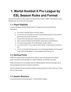 1. Mortal Kombat X Pro League by ESL Season Rules and