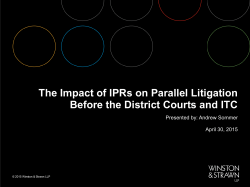 The Impact of IPRs on Parallel Litigation Before the District Courts