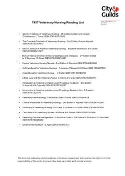 7457 Veterinary Nursing Reading List