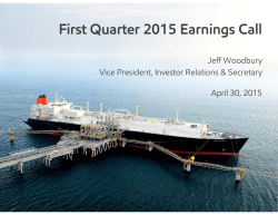 First Quarter 2015 Earnings Call