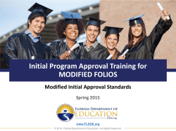Initial Program Approval Training for MODIFIED FOLIOS