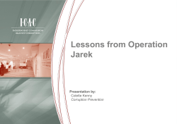 Lessons from Operation Jarek Presentation by