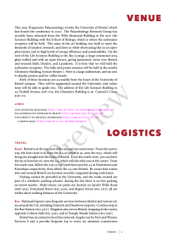 VENUE LOGISTICS - The Palaeontological Association