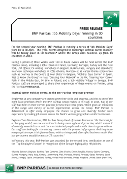 PRESS RELEASE BNP Paribas `Job Mobility Days` running in 30