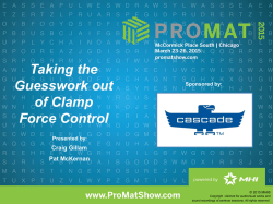 Taking the Guesswork out of Clamp Force Control