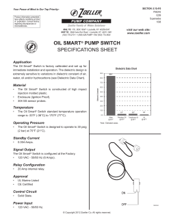 OIL SMARTÂ® PUMP SWITCH SPECIFICATIONS SHEET