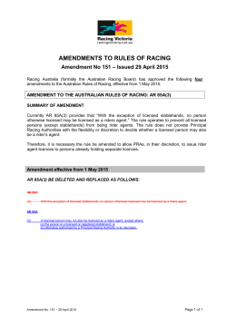 AMENDMENTS TO RULES OF RACING