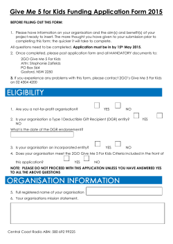 Give Me 5 for Kids Funding Application Form 2015