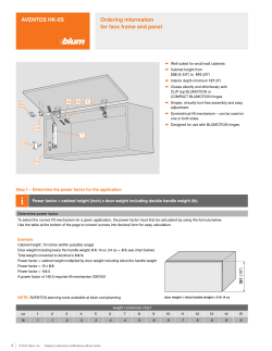 AVENTOS HK-XS Ordering information for face frame and panel