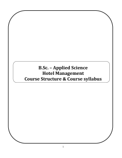 B.Sc. â Applied Science Hotel Management Course