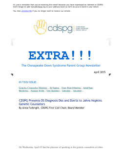 CDSPG Extra - April 2015 - Chesapeake Down Syndrome Parent