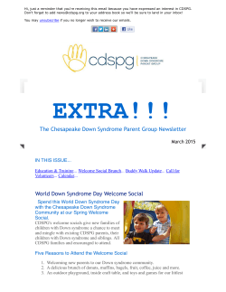 CDSPG Extra - March 2015 - Chesapeake Down Syndrome Parent
