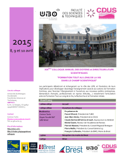 Programme provisoire du colloque CDUS`2015