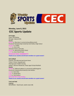CEC Sports Update - Cobequid Educational Centre