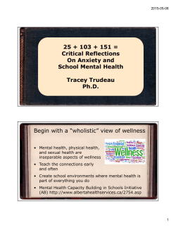 Critical Reflections On Anxiety and School Mental Health