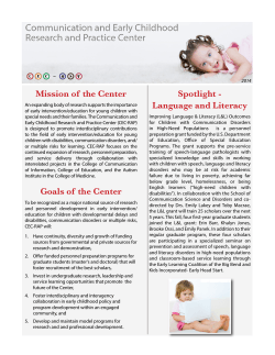 Spotlight - Language and Literacy Mission of the Center - CEC-RAP