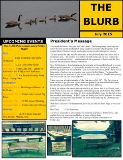 June 2015 Blurb - Cedar Lake Community Club