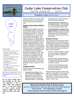 April 2015 Newsletter - Cedar Lake Conservation Club
