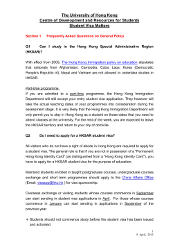 Visa Application - Cedars - The University of Hong Kong