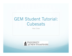 GEM Student Tutorial: Cubesats