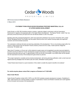 ASX Announcement & Media Statement 31 March 2015