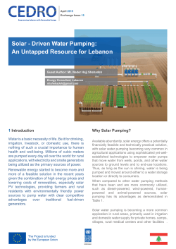 April 01, 2015 SOLAR - DRIVEN WATER PUMPING