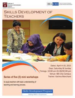 Skills Development of Teachers - IBA - CEE