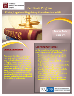Ethics, Legal and Regulatory Consideration in HR - IBA