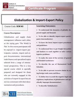 Globalization & Import-Export Policy - IBA - CEE