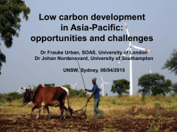 Low carbon development in Asia-Pacific: opportunities and challenges