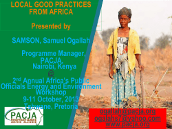 LOCAL GOOD PRACTICES FROM AFRICA Presented by