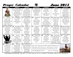 Prayer Calendar June 2015 - Child Evangelism Fellowship of BC