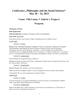 Conference âPhilosophy and the Social Sciencesâ May 20 â 24, 2015
