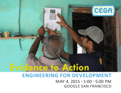 ENGINEERING FOR DEVELOPMENT Evidence to Action