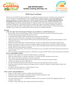 NEOP, Program Coordinator, Napa, CA