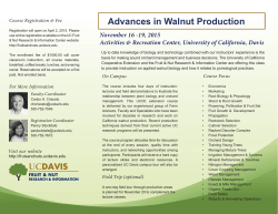 Advances in Walnut Production - Lake County Cooperative Extension