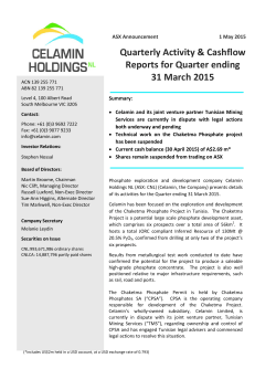 March 2015 Quarterly Activities and Cashflow Report
