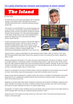 `Sri Lanka showing low investor participation in stock market`