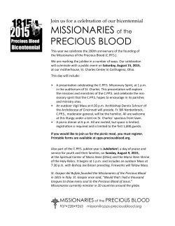 Missionaries of the Precious Blood Bicentennial Celebration Letter
