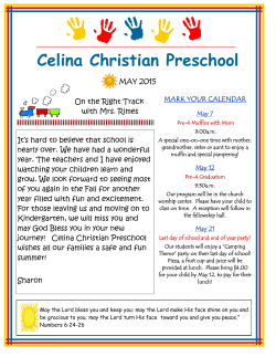 Monthly Newsletter - Celina Christian Preschool