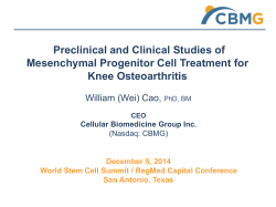 WSCS Dec 5 2014 San Antonio - Cellular Biomedicine Group