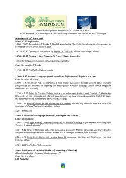 Sceideal / PDF of Programme - Celtic Sociolinguistics Symposium