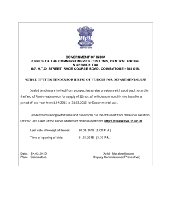 Notice inviting Tender for Hiring of Vehicle for Departmental Use for
