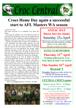The unofficial newsletter of the Central Crocs Football Club www