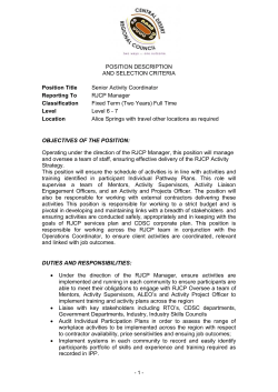 RJCP Senior Activity Coordinator Position Description and Selection