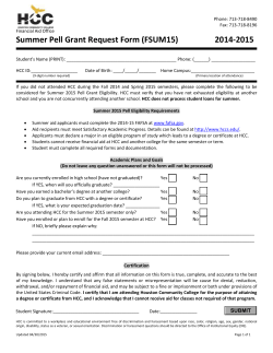 Summer Pell Grant Request Form - HCC Central College