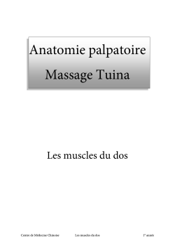 Anatomie palpatoire Massage Tuina