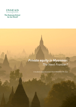 Private equity in Myanmar: The Next Frontier?